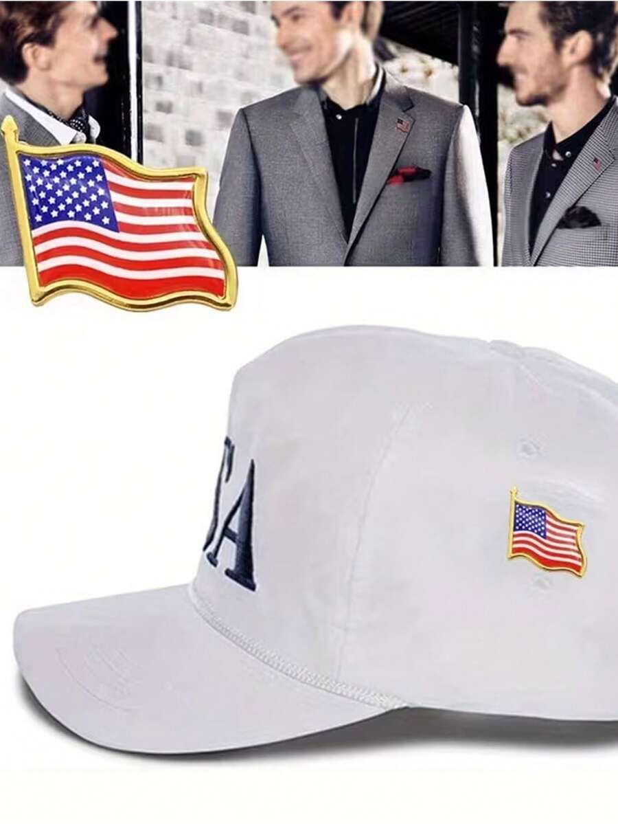 5枚/10枚美国国旗胸针 - 美国飘扬国旗胸针 美国徽章别针 爱国珐琅西装外套胸针