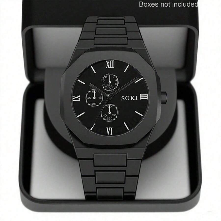 Đồng hồ thạch anh nam và nữ, dây đeo màu đen, kiểu dáng thể thao năng động, thiết kế mặt tròn độc đáo, phù hợp để đeo hàng ngày, dự tiệc sinh nhật, ngày lễ và các buổi tụ họp. Không bao gồm hộp đựng đồng hồ.