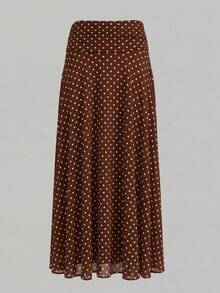 Women's Elegant Button-Up Collar Cropped Top And Elastic Waist Shorts 2 Pieces Set - Brown - View 4
