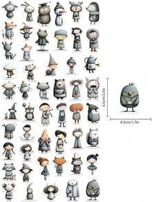50pcs Cute Sleepy Cartoon Character Sticker Funny Creative Decal For Tablet Computer Phone Case Laptop Luggage Fridge Envelope Label Magazine Decal Sticker DIY Gift Stickers Scrapbook Supplies Scrapbooking - 1 Set - View 9
