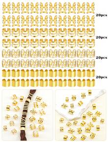 80pcs Gold Hair Accessories, Multi-Style Hair Ties, Clips, Beads Suitable For Women & Girls Braids, Buns, Curls - Gold - View 3