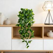 1 pièce/2 pièces Feuilles de plante artificielle à suspendre ou en pot, lierre artificiel de 110 cm, d'intérieur/extérieur, maison, salon, bibliothèque, bureau, jardin, décoration de mariage, rafraîchissement printanier de la maison, cadeau de pendaison de crémaillère, décoration de vigne toujours verte moderne, sans entretien, sans pot - Vert - Voir 6