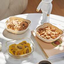 塑料零食/水果盘，甜点和干果托盘，奶油色甜品零食盘，骨头形状盘子，适合家庭客厅 - 查看 1