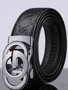 Cinturón de hebilla automática de alta gama con letra para hombre, correa de pantalón de moda casual de negocios - Multicolor - Ver 2