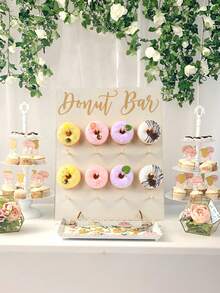 一套16孔甜甜圈木质展示架，家用甜甜圈展示架，派对食品展示架，生日婚礼家庭聚会食品展示架，感恩节圣诞节各种节日派对厨房烹饪展示架 - 16孔支架 - 查看 8