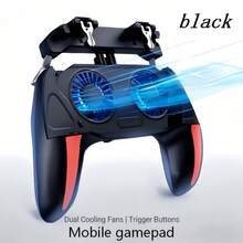 Controlador de juego móvil con ventilador de doble refrigeración, gamepad multifuncional móvil con 2 ventiladores de refrigeración incorporados y gatillos de cuatro dedos, refrigeración del teléfono y botones físicos de cuatro dedos, gamepad 3 en 1 con botones físicos de juego izquierdo y derecho - Negro - Ver 9