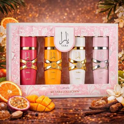  Lattafa My Yara Collection – Gift Set Of 4 X 25ml Eau De Parfum For Women: Yara / Yara Moi / Yara Tous / Yara Candy – Floral Gourmand – Long Lasting