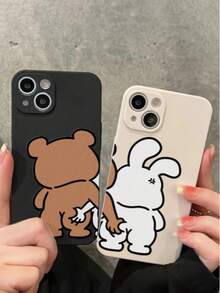Compatible With IPhone 17/17 Pro/17 Pro Max/16/15/14/13/12/11 Series, 1pc Ins Cube Cartoon Cute Couple Pattern Full-Coverage Anti-Fall Phone Case, Fashionable Phone Protective Cover For IPhone 17 Pro Max - White - View 5