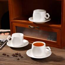 90ml/3.16oz Ceramic Coffee Cup And Saucer Set, Suitable For Turkish Espresso And Italian Coffee Cups - Type B - View 4