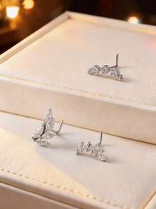 Khuyên mũi hình lá đồng thời trang đính đá Cubic Zirconia | Trang sức xỏ lỗ mũi bằng bạc dành cho nữ - Bạc - Xem 4