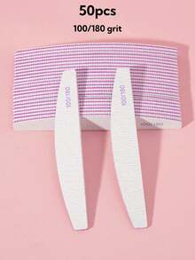 100/180 Grit Double-Sided Nail File, Washable And Reusable, Suitable For Natural And Acrylic Nails, For Home And Salon Use - Multicolor - View 27