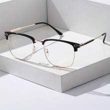 1 Pair Men's Metal Frame Fashion Casual Flat Mirror - Gold-white Transparent Lenses - View 9