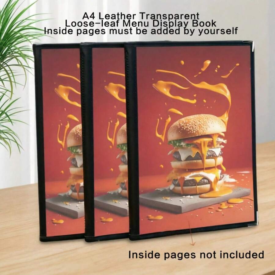 Tempat Menu Plastik Transparan Ukuran A4, Buku Resep PVC Transparan dengan Lembaran Lepas, Map Menu Restoran, Map Kasir Restoran, Menu Restoran, Penyimpanan Dapur, Aksesoris Dapur