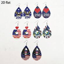 5 Pairs/Set, Women's Fashion Dangle Earrings, 250th Anniversary Of US Independence Eagle & Flag UV Printing, Low Allergy & Fade Resistant, Thick Acrylic Material, White K-Plated Iron Earring Hooks, Retro European And American Style, Suitable For Parties, Holidays, Independence Day - Multicolor - View 12