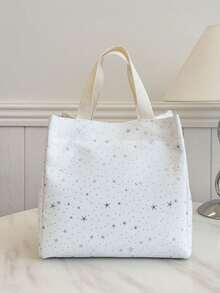 Portable Insulated Lunch Bag, Lunch Box, Bento Bag, Dinner Insulation Bag, Thickened Cute Fruit Lunch Bag For Students, Asymmetrical Star Lunch Bag Lunch Container Large Capacity Travel Essentials - White - View 5
