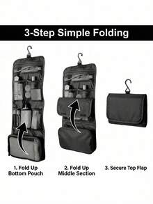 Portable Waterproof Toiletry Bag, Foldable Hanging Storage Bag, Large Capacity Travel Bag For Cosmetics And Toiletries, Suitable For Vacation, Travel, Business Trip, Unisex, Storage Organizer, Travel Cruise Essentials, Back To School Season - Multicolor - View 5