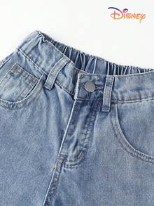Disney Winnie The Pooh Girls Wide Leg Jeans, Loose Light Wash Denim Pants With Piglet, Tigger, Honey Pot & Bee Cartoon Print,  Children's Day Gifts - 藍色 - 查看 8