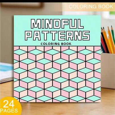 Sách tô màu họa tiết hình học 24 trang (giấy dày 120gsm) Phiên bản cao cấp nâng cấp, thích hợp cho người lớn thư giãn, sum họp gia đình và trang trí ngày lễ (Lễ Phục Sinh, Lễ Tạ Ơn, Giáng Sinh, Năm Mới và Ngày Valentine), sách tô màu đơn sắc mini dành cho người lớn, giải trí sáng tạo, thiết kế dễ thương, hình minh họa nghệ thuật, giấy mịn chất lượng cao, sổ phác thảo mini, họa tiết vẽ tay.