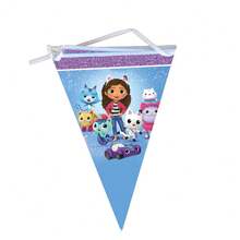 Gabby's Dollhouse 10pcs Gabi Doll House Theme Birthday Party Triangle Flag Decoration Set, Bunting - Multicolor - View 6