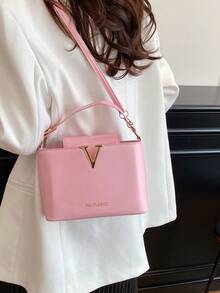 Shiny New Versatile Bucket Bag Women Handbag, Niche Commuter Shoulder Crossbody Bag, Fashion Shopping Tote - Pink - View 2