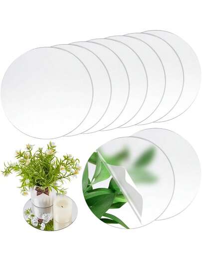 5/10pcs 20cm/30cm Round Mirror Tray, Suitable For Baby Shower Party, Candle Tray, Display Plate, Perfume Tray, Home Decor Mirror Tile, Wedding Table Flowers, Wedding Decoration, Dining Table Centerpiece, Wedding Floral Arrangement, Wall Decor, Room Decor, Birthday Party And Other Occasions