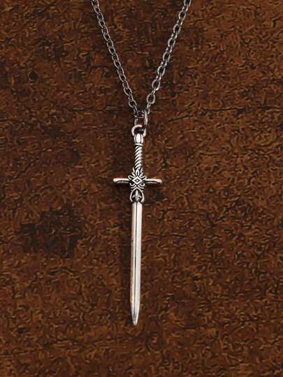 Collar colgante de estilo gótico vintage con espada cruzada minimalista europeo y americano para hombres, cadena de clavícula geométrica creativa de estilo hip-hop punk, collar de acero inoxidable para mujeres y hombres