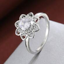 1pc Fashion Heart Lace Design Cubic Zirconia Women's Ring, Holiday Gift - Multicolor - View 21