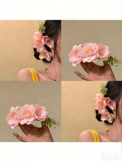 1 pieza/2 piezas Peine y pinza de pelo elegante con diseño floral, accesorios de pelo minimalistas y de moda, adecuados para salidas diarias, ocio, trabajo, vacaciones, combinación de atuendos y fotografía, nuevo producto de primavera/verano, diademas, accesorios para el cabello