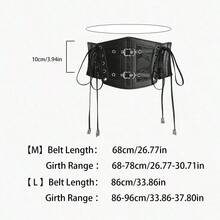1 chiếc thắt lưng bản rộng co giãn kiểu punk tối màu dành cho nữ, làm bằng da PU, phù hợp cho mọi mùa, thích hợp cho các bữa tiệc đêm Halloween hoặc mặc hàng ngày. - màu đen - Xem 7