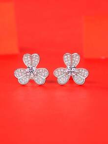 1 Đôi bông tai hình cỏ bốn lá bằng bạc S925 đính đá Moissanite 0.6CT, thích hợp làm quà tặng cho nữ nhân dịp lễ đính hôn, đám cưới, tiệc tùng, ngày lễ, mùa cưới. - Nhiều màu - Xem 2