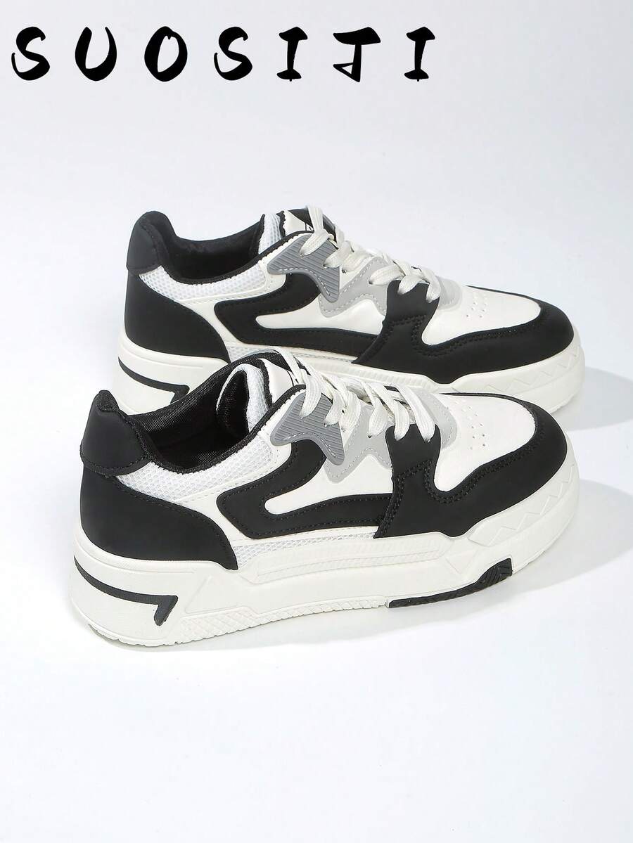 Women's Sporty Black Outdoor Sneakers Skate - Black - View 1