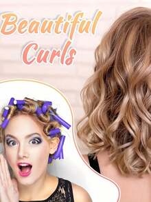 10pcs Random Color No Heat Curling Rods/Soft Curling Rods, No Heat Wavy Curling Rods Set For Creating Soft Waves And Spiral Curls - Foam Curling Rods Suitable For Short And Long Hair, DIY No Heat Curling Rods Make A Great Gift For Girlfriend And Women - Cylinder - View 3