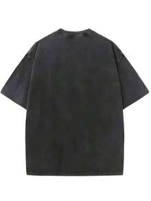 2026 Men's Washed Retro Casual T-ShirtVintage Black Cotton T - Shirt With 100% Cotton Circular Logo, Left Chest Colorful Graphic, Back Surfboard Hibiscus Design ' SURF SHOP' 'LONG BEACH ISLAND, NJ' Printed, Casual Crew Neck For Surf Enthusiasts - Black - View 2