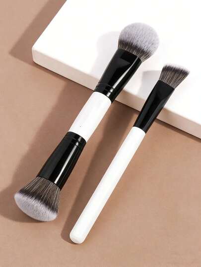 1支/2支装专业双头化妆刷，便携式化妆刷，旅行必备，可用作粉底刷、散粉刷、腮红刷、高光刷、修容刷、遮瑕刷、晕染刷，多功能超柔软化妆刷，采用柔软纤维制成，亲肤舒适，是送给女性/女孩的理想礼物。