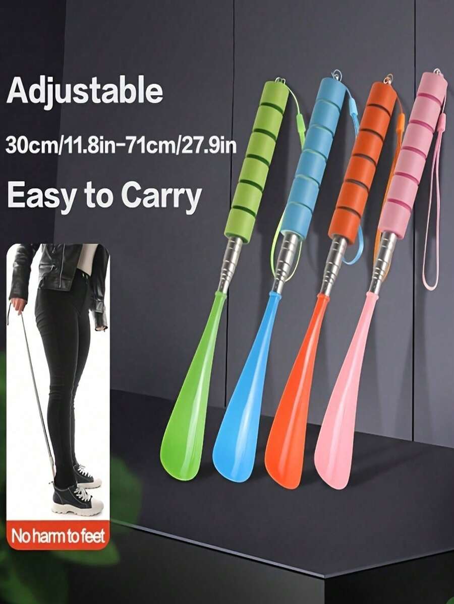 1 chiếc dụng cụ xỏ giày điều chỉnh được, dụng cụ xỏ giày bằng nhựa tiện dụng với tay cầm bằng thép không gỉ, phù hợp cho người già và người bị hạn chế khả năng vận động, thiết thực cho sử dụng hàng ngày, du lịch, kỳ nghỉ, tựu trường và làm quà tặng. - Nhiều màu - Xem 1