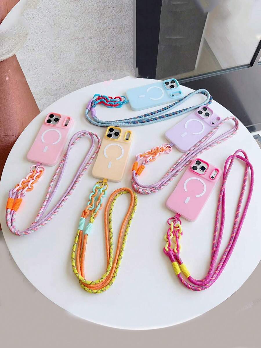 1pc Adjustable Lanyard Strap, High-End Shoulder Hanging Chain, Anti-Lost Anti-Drop Phone Holder, Suitable For Men And Women, Durable And Fashionable - Multicolor - View 1