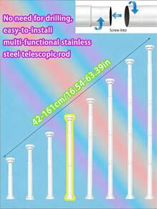 1 thanh treo rèm siêu dài bằng thép không gỉ, dùng làm thanh treo rèm cửa, thanh treo quần áo, thanh treo rèm tắm, thanh căng, giá phơi đồ, thanh treo rèm, thanh có thể kéo dài, thanh phơi quần áo, giá đỡ thanh, thanh sắp xếp đồ dùng nhà bếp, vách ngăn phòng màu đen, thanh treo rèm lò xo, thanh treo rèm tắm lò xo, không cần khoan, thanh treo vách ngăn phòng tắm có thể điều chỉnh. - Nhiều màu - Xem 29