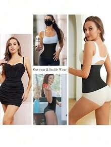 Sports Outdoor One Seamless Black Waistband With Anti-Curl Edge And Light Compression To Flatten Belly Shapewear Waist Trainer Corset Gym Accessories SpringWomen Seamless Body Shaping Bodysuit High Waist Tummy Control Butt Lifting Push Up Slimming Shapewear Soft Breathable High Stretch No Roll Up Skin Friendly For Daily Commute Party Night Dating Outing Winter Layering & Photo Shooting - 黑色 - 查看 5