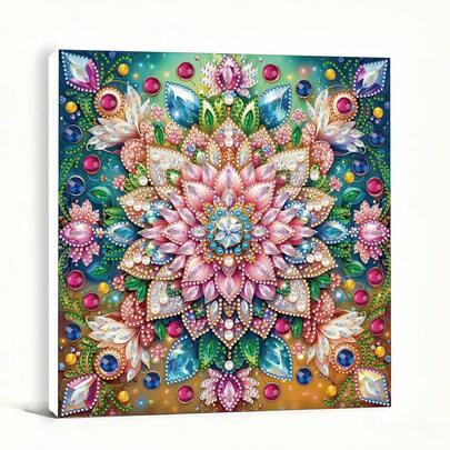 Bộ tranh đính đá 5D tự làm, họa tiết Mandala sáng tạo, đầy đủ vật liệu thủ công để làm quà tặng, trang trí nhà cửa, tranh nghệ thuật phong cách cổ điển sang trọng có khung.
