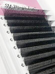 12排，YY/3D/4D/5D W型，0.07毫米厚度，C/D卷度，含10个眼垫、10支睫毛刷、10根调节杆、10个胶杯，预制扇形睫毛嫁接，自然柔软高品质单根睫毛，睫毛簇，单根睫毛，假睫毛 - 查看 9