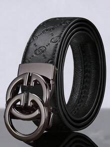 男士自动扣皮带，韩版时尚休闲中青年商务荔枝纹裤带 - 彩色 - 查看 3