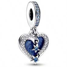 1 pieza Cuenta de encanto de esmalte azul apta para pulsera europea original, regalo de joyería DIY para mujeres - Azul - Ver 18