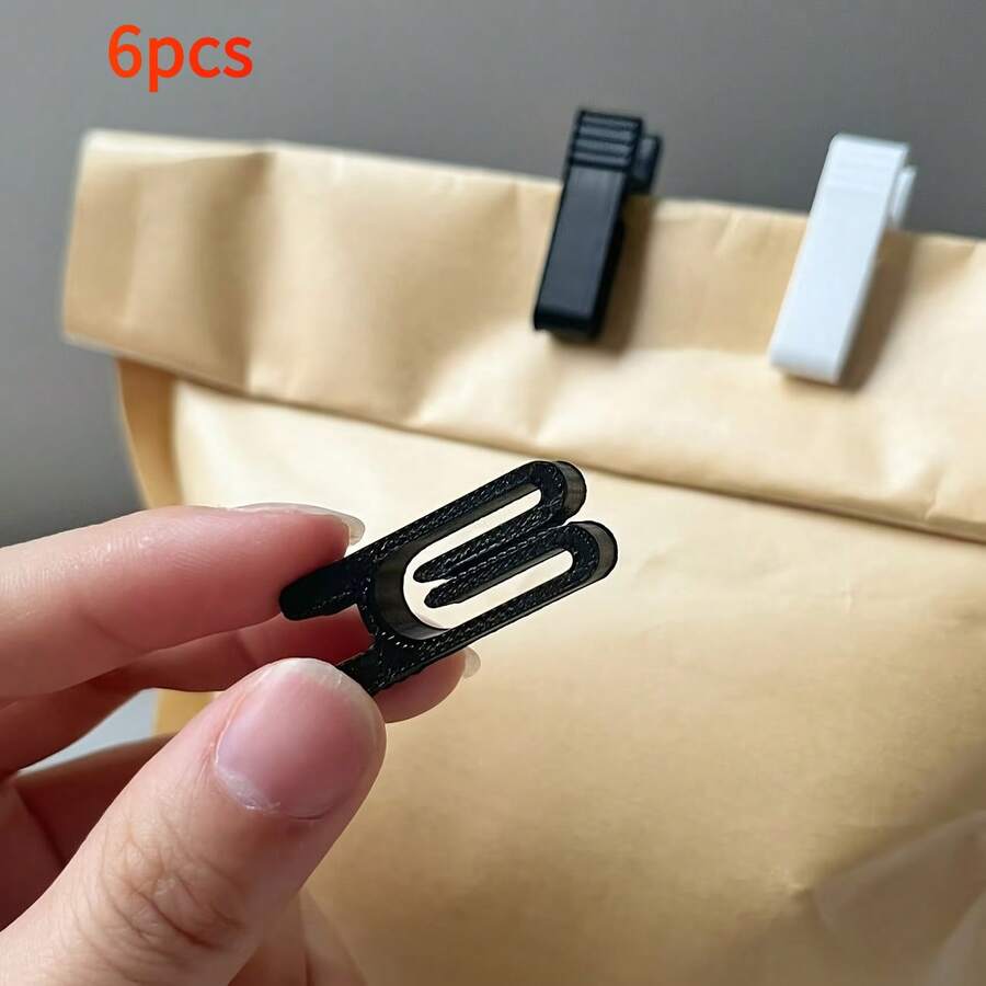 6 pièces Clips de sac alimentaire blanc/6 pièces Clips de sac alimentaire noir, Clips de scellage de sac alimentaire légers et durables, Ustensiles de cuisine - Voir 1