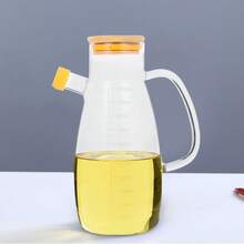 1pc 1000ml Glass Oil Bottle With Handle And Scale, Kitchen Vinegar And Cooking Oil Container, Easy To Pour And Clean, Household Essential, Kitchen Necessity, Kitchen Accessory - View 3