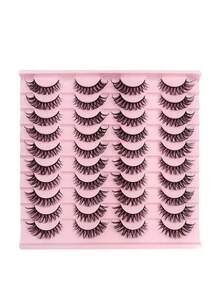 20 Pairs D-Curl Fluffy Faux Mink Eyelashes, Long-Lasting Natural Look, Charming Lashes - Black - View 12