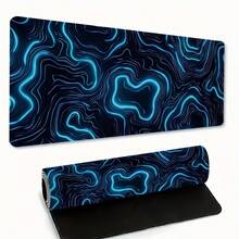 Large Abstract Topographic Line Art Mouse Pad - Vibrant Blue & Black Neon-Glow Geometric Design, Non-Slip Smooth-Surface Gaming & Office Desk Mat, Durable Rectangular Computer Mouse Pad For Esports, Travel, And Work - Modern Desktop Accessory, Gaming Gear, High-Quality Mat, For Tech Enthusiasts - Mouse Pad - View 6