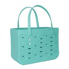 Teal Large Flexible Laundry Tote, Waterproof Reusable Washable Carry Bag, 18x8.75x13 Inches Multi-Use Storage For Home & Dorm - Giấc mơ xanh - Xem 8