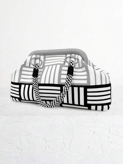 Nuevo bolso de mano de verano 2026 de punto, bolso de embrague con asa de cuerda trenzada y anillo de metal, bolso de fiesta para mujer, bolso de viaje de vacaciones, adecuado para fiestas, festivales, combinación diaria, compras, vacaciones