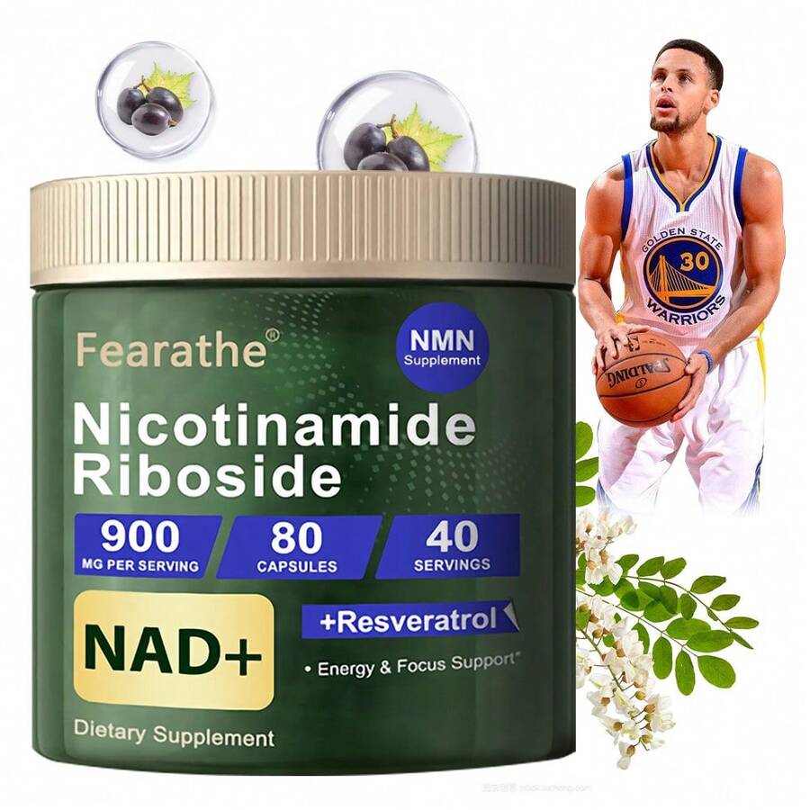 Niacinamide Ribonucleotide Supplement - Contains Quercetin And Trans-Resveratrol - Suitable For Both Men And Women - Helps Maintain Healthy Skin - 80 Capsules - 1 Bottle - View 1