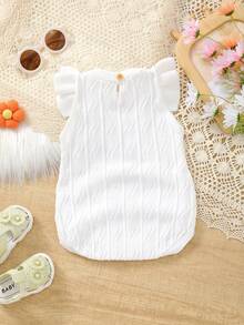 Bộ áo liền quần tay ngắn và dệt họa tiết dễ thương cho bé gái, thích hợp cho các buổi đi chơi, dự tiệc hoặc ăn tối. - trắng - Xem 8
